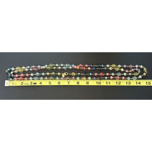 Vintage Joan Rivers Necklace Aurora Borealis Acrylic Crystal Beaded Gold Tone - Picture 7 of 7